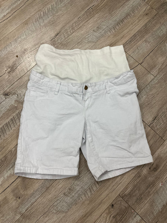 Shein White Denim Maternity Shorts in L