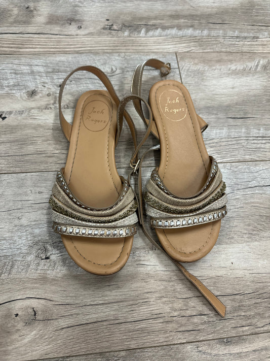 Jack Rogers Gold 5 Strap Sandal with Ankle Strap in 6