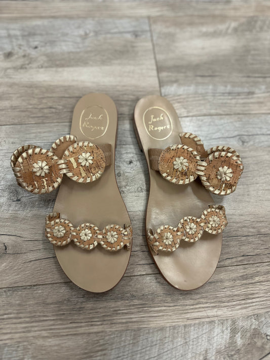 Jack Rogers Gold and Cork Double Strap Sandal in 5.5