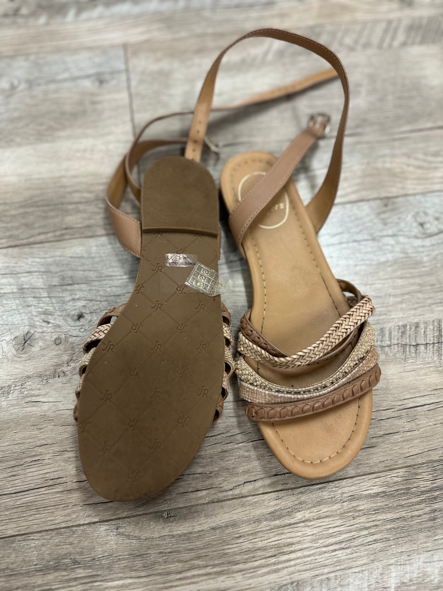 Jack Rogers Beige 5 Strap Sandal with Ankle Strap in 6