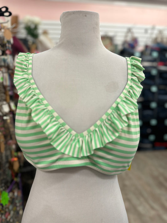 J Crew Green Striped Bikini Top in 2X