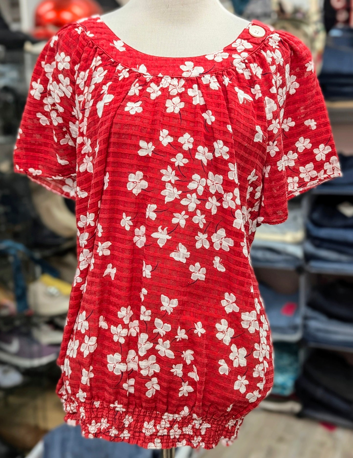 Alfred Dunner Red Floral Short Sleeve in 18W