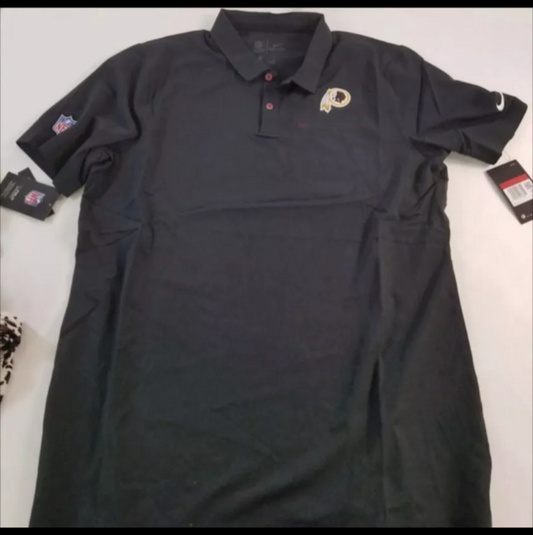 Nike Dri Fit NFL Washington Redskins Black Short Sleeve Polo Shirt Men's Large