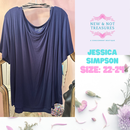Jessica Simpson 3X Short Sleeve Top in Navy