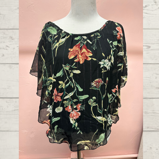 Naif Black Floral Layered Blouse in S