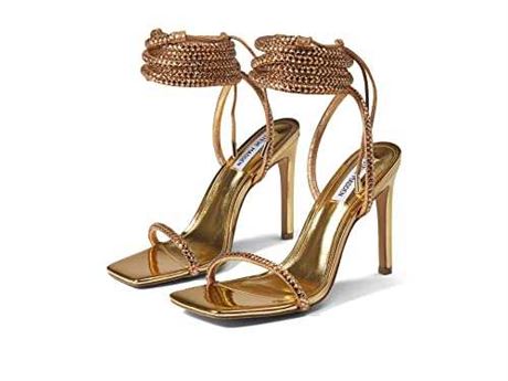 Steve Madden Women's Uplift-R Heeled Sandal, Gold Rhinestone, 8.5