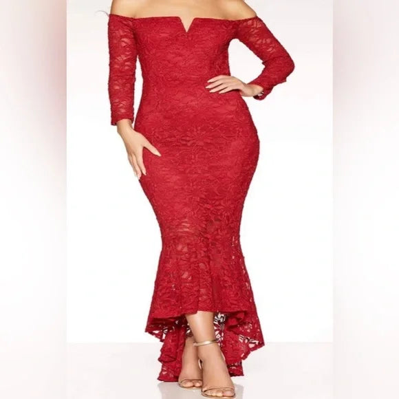 Paint The Town Red Quiz red lace mermaid dress, NWT!