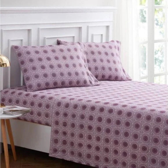 NEW Harper Lane 4 Piece FULL Size Sheet Set PURPLE Medallion