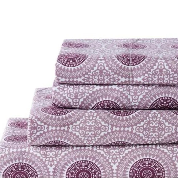 NEW Harper Lane 4 Piece FULL Size Sheet Set PURPLE Medallion