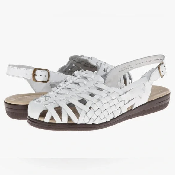 NEW Softspots Tobago Huarache Sling Woven Leather Sandal White SZ 9.5 - 10WW