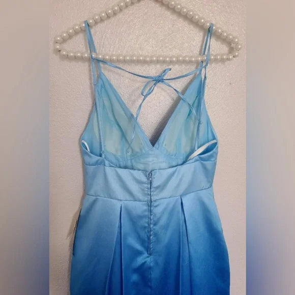 B. Darlin Size 1/2 Blue Ombré Sleeveless Formal Dress w/ Pockets EUC