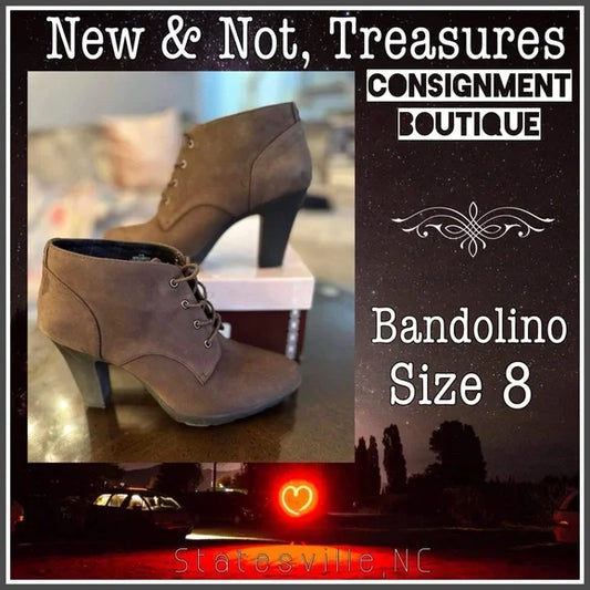 BANDOLINO GARETT Brown Suede Leather Lace Up Round Toe Bootie Sz. 8M