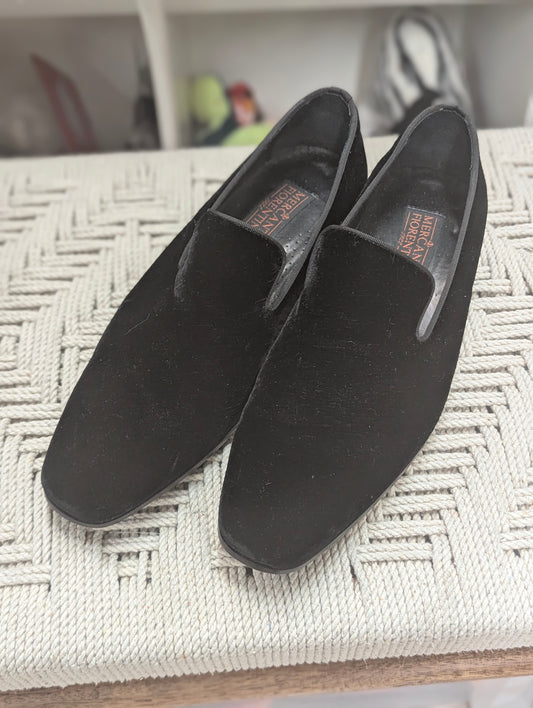 Men's Mercanti Fiorentini Black Velvet Dress Shoes Sz 9.5