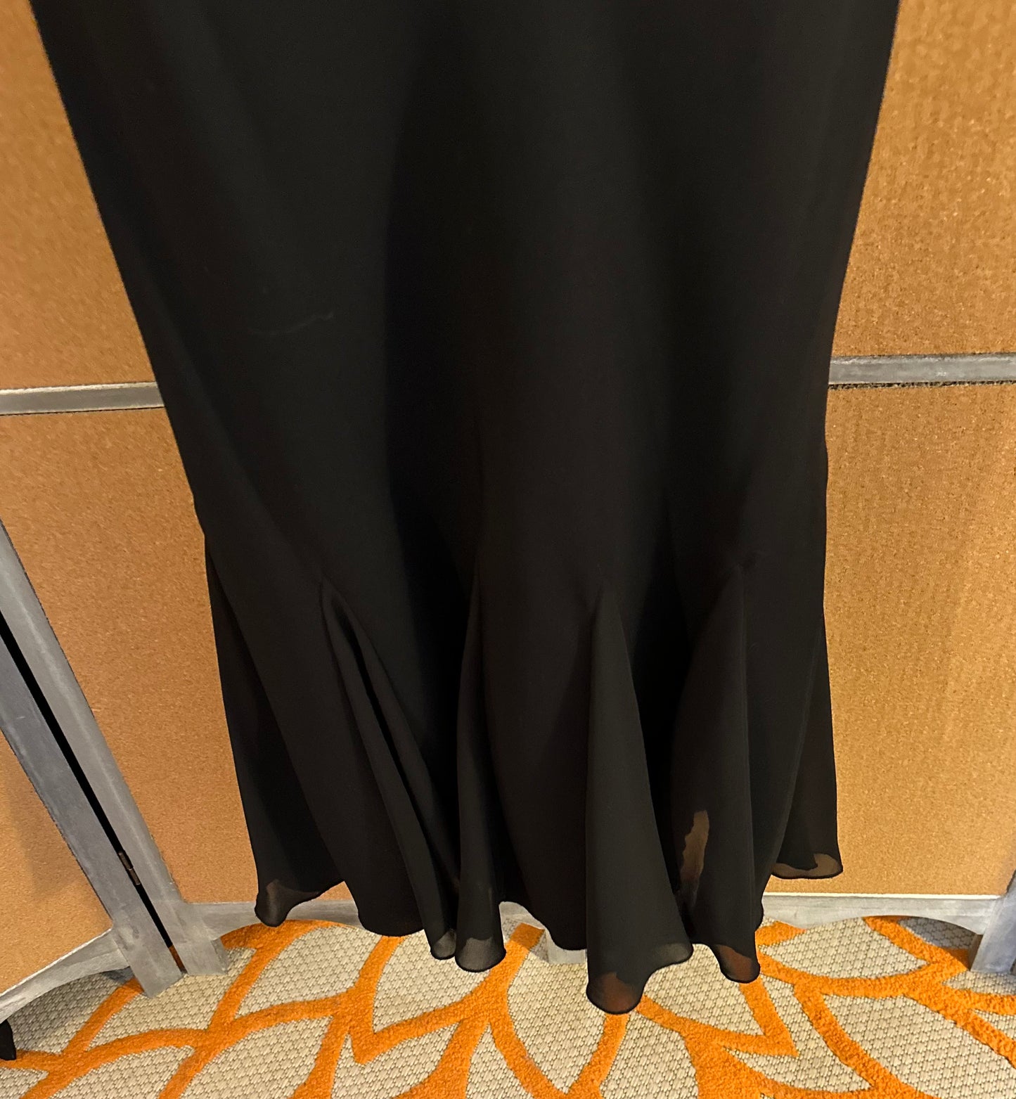 S.L. Fashions Black Chiffon Two-Piece Set Sz 8 Elegant Trumpet Midi Skirt & Top