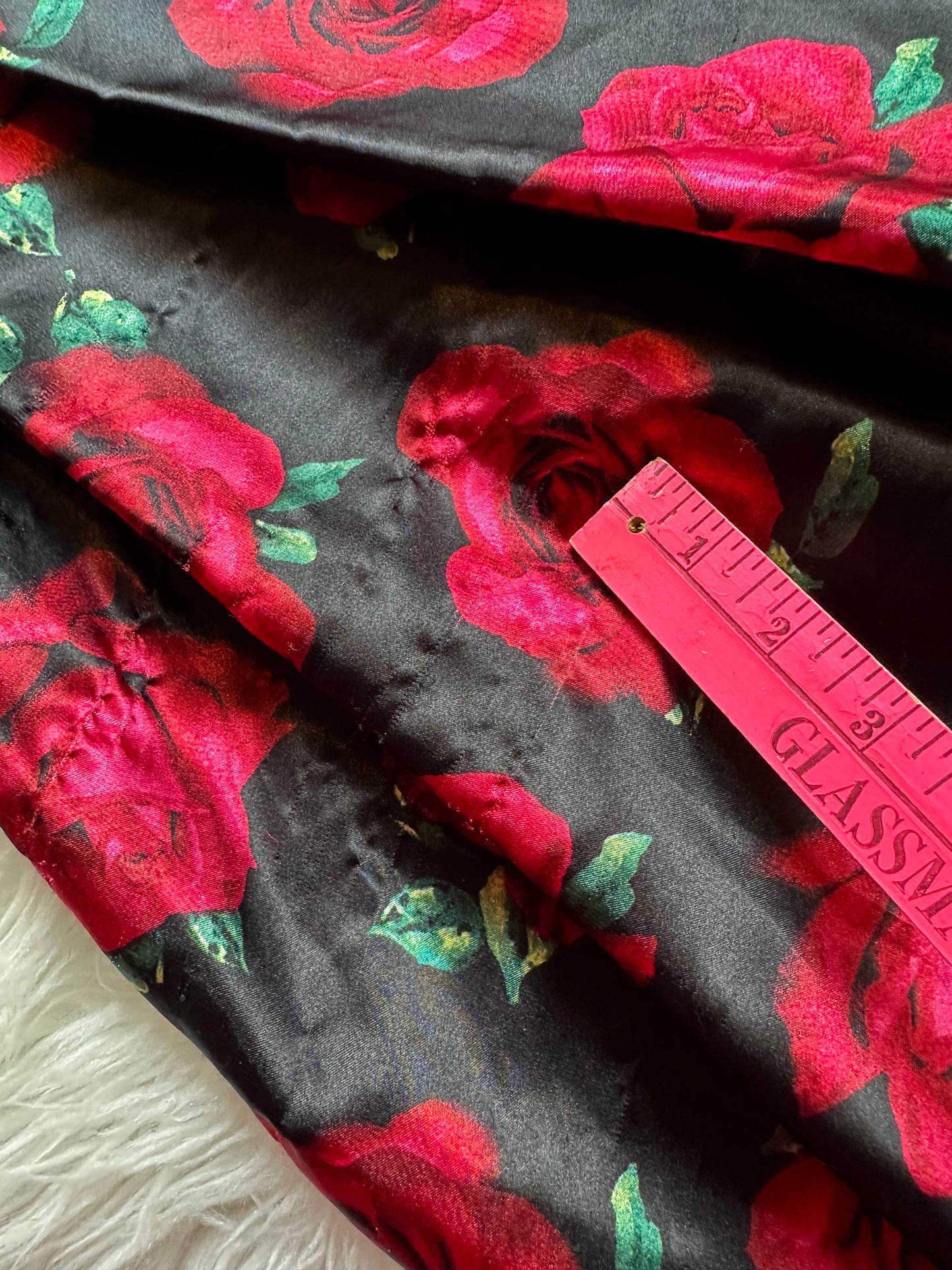 Blondie Nites Black Red Rose Charmeuse Off Shoulder Fit & Flare Dress Size 0