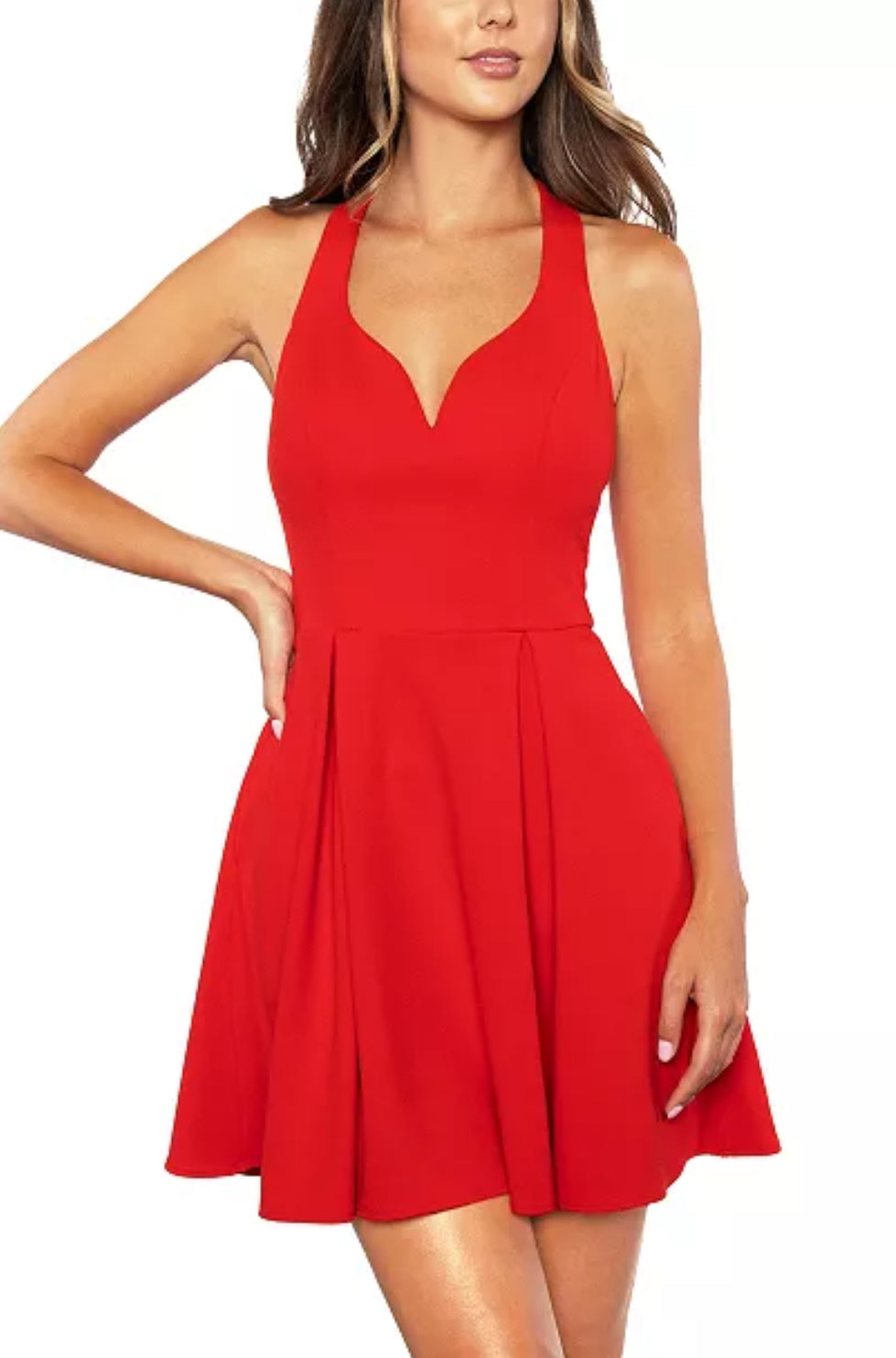 B Darlin Red Fit & Flare Bow-Back Dress Women’s Size Small (2–4)