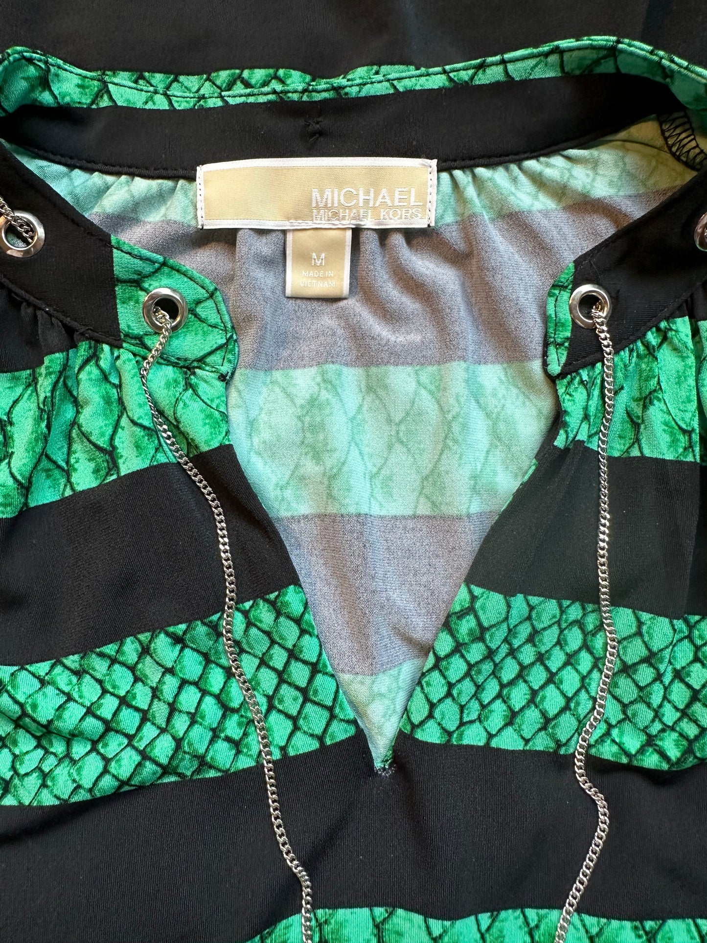 Michael Kors Green Black Snakeskin Print Tunic Dress Size M – Read Details