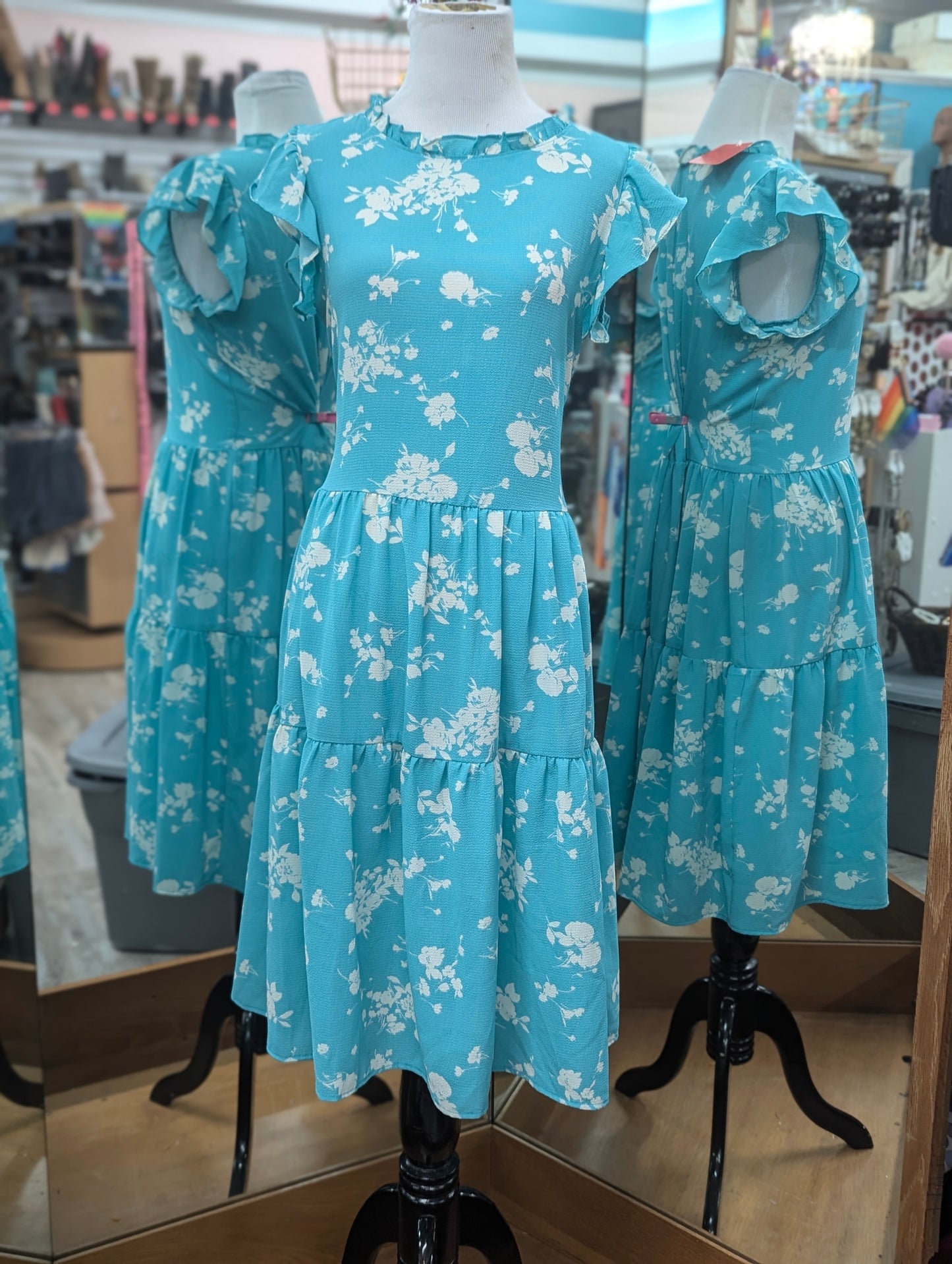 Good Luck Gem Blue Floral Dress in S