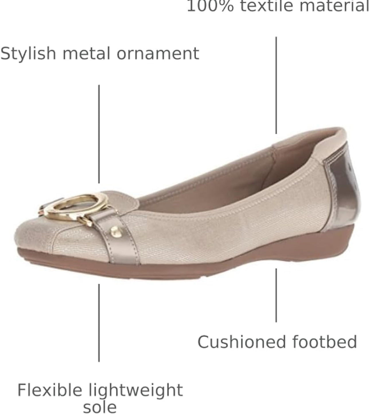 Anne Klein UMEKO Metallic Ballet Flats w/ Buckle | Size 9 | NIB | MSRP $85