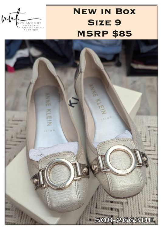 Anne Klein UMEKO Metallic Ballet Flats w/ Buckle | Size 9 | NIB | MSRP $85