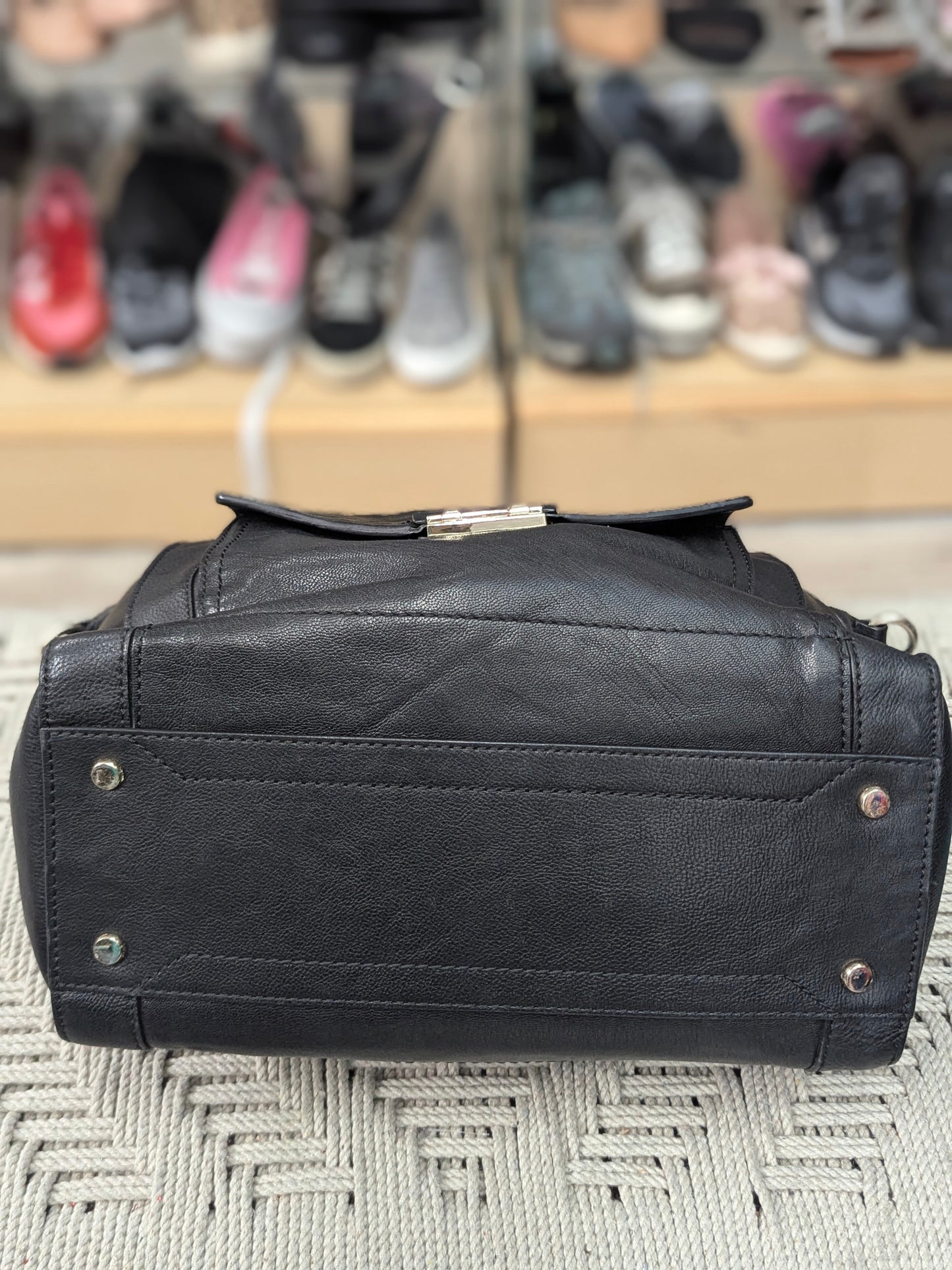 Cole Haan Zoe Structured Leather Satchel Handbag Black