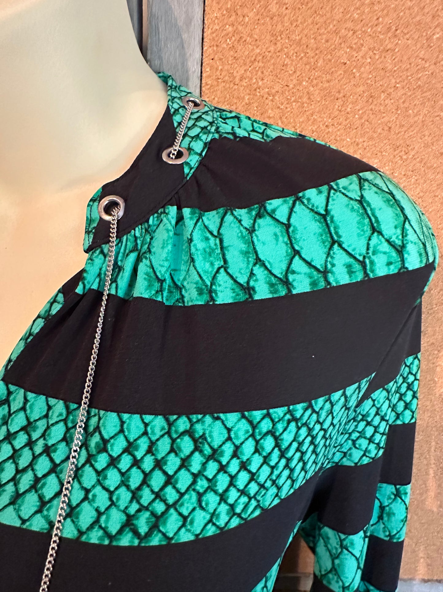 Michael Kors Green Black Snakeskin Print Tunic Dress Size M – Read Details