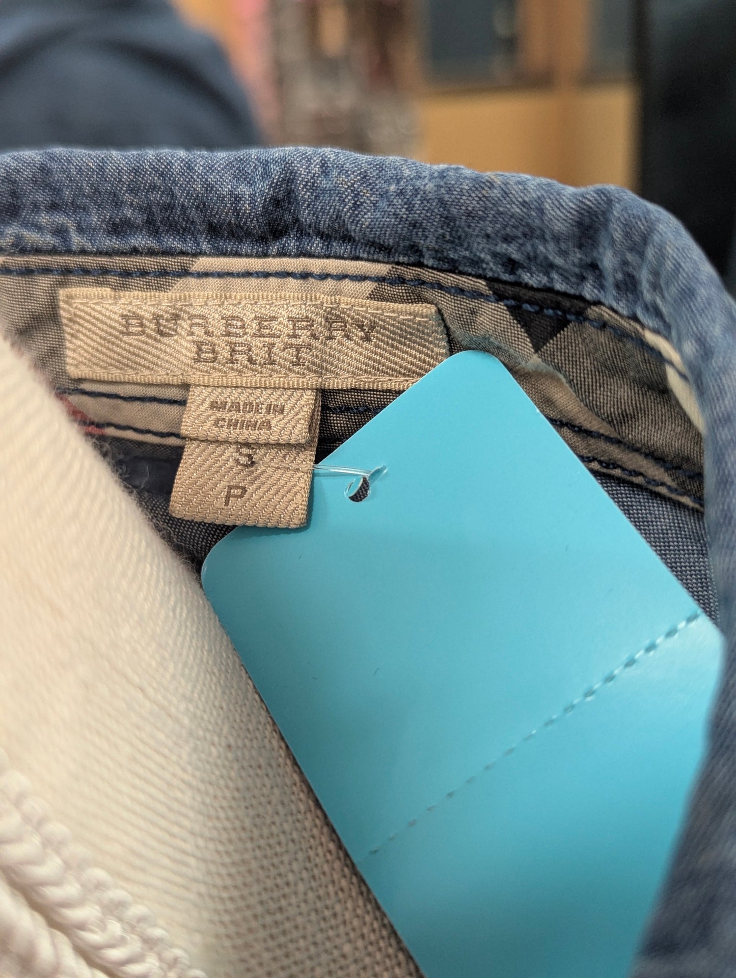 Burberry Brit Pearl Snap Denim Top in S