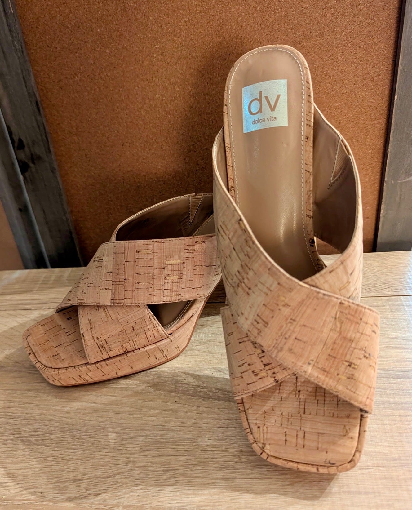 Dolce Vita Boscoe Cork Block Heel Mules Slip-On Platform Sandals Size 9.5 EUC