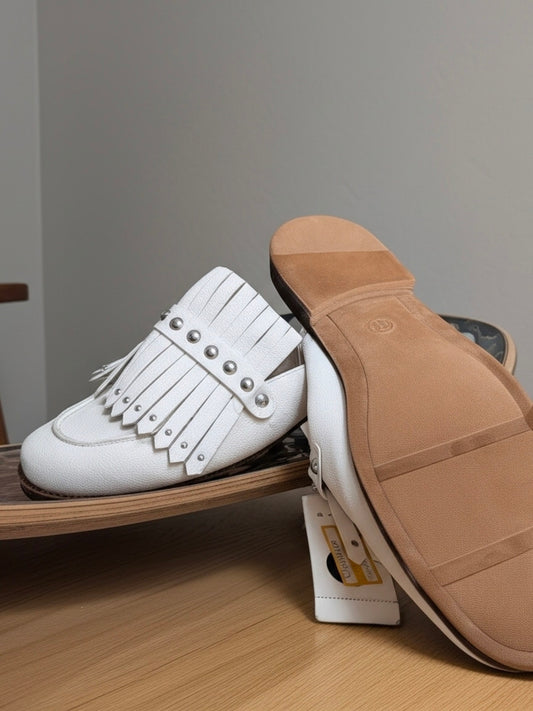 A New Day Sandals Womens Size 11 Karoline Kiltie Casual Slip On Moc Toe Mule White