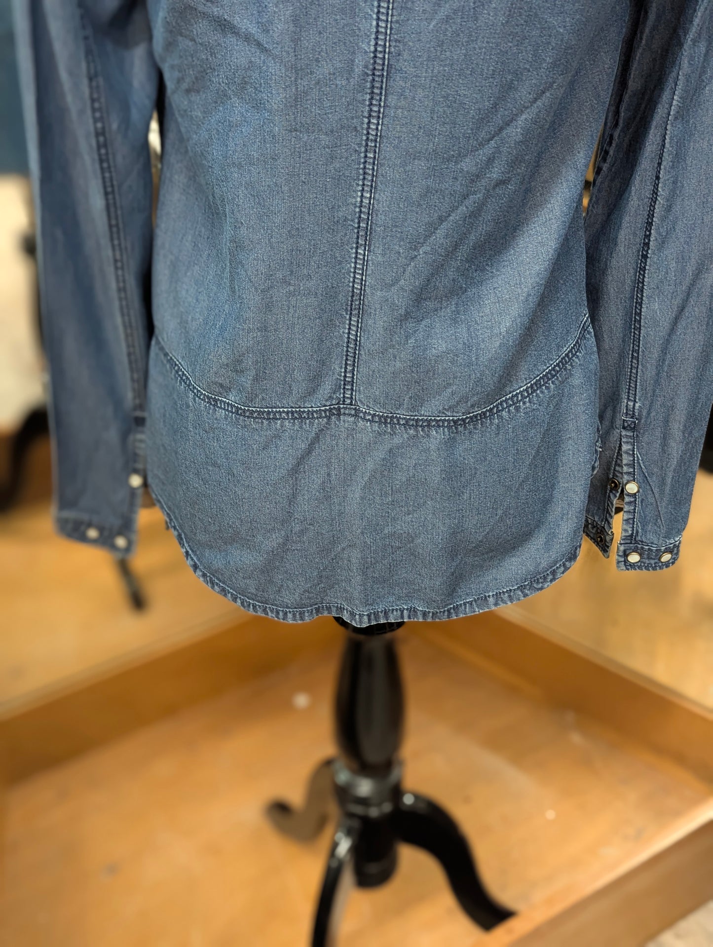 Burberry Brit Pearl Snap Denim Top in S
