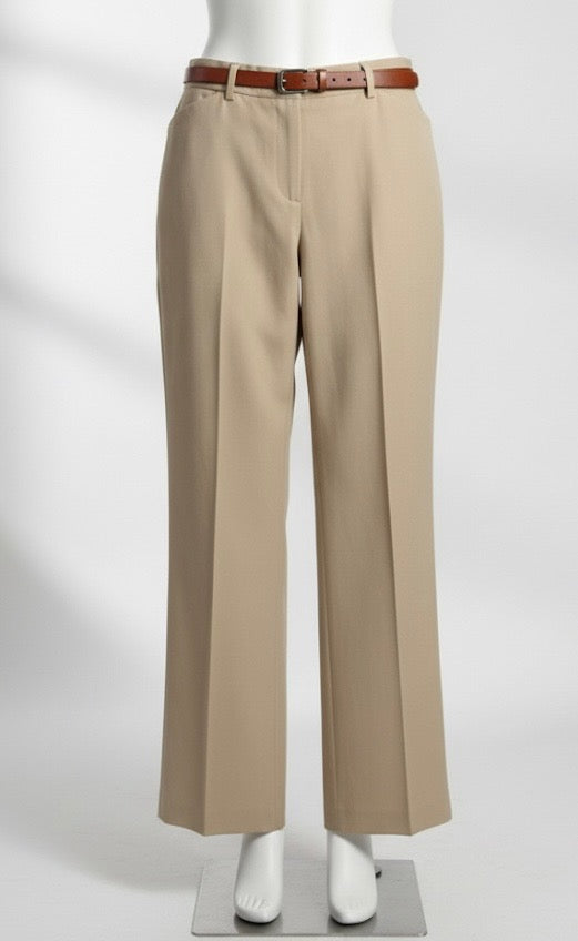 AB Studio Byer California Khaki Dress Pants Size 10 Flat Front Pockets Wide Leg