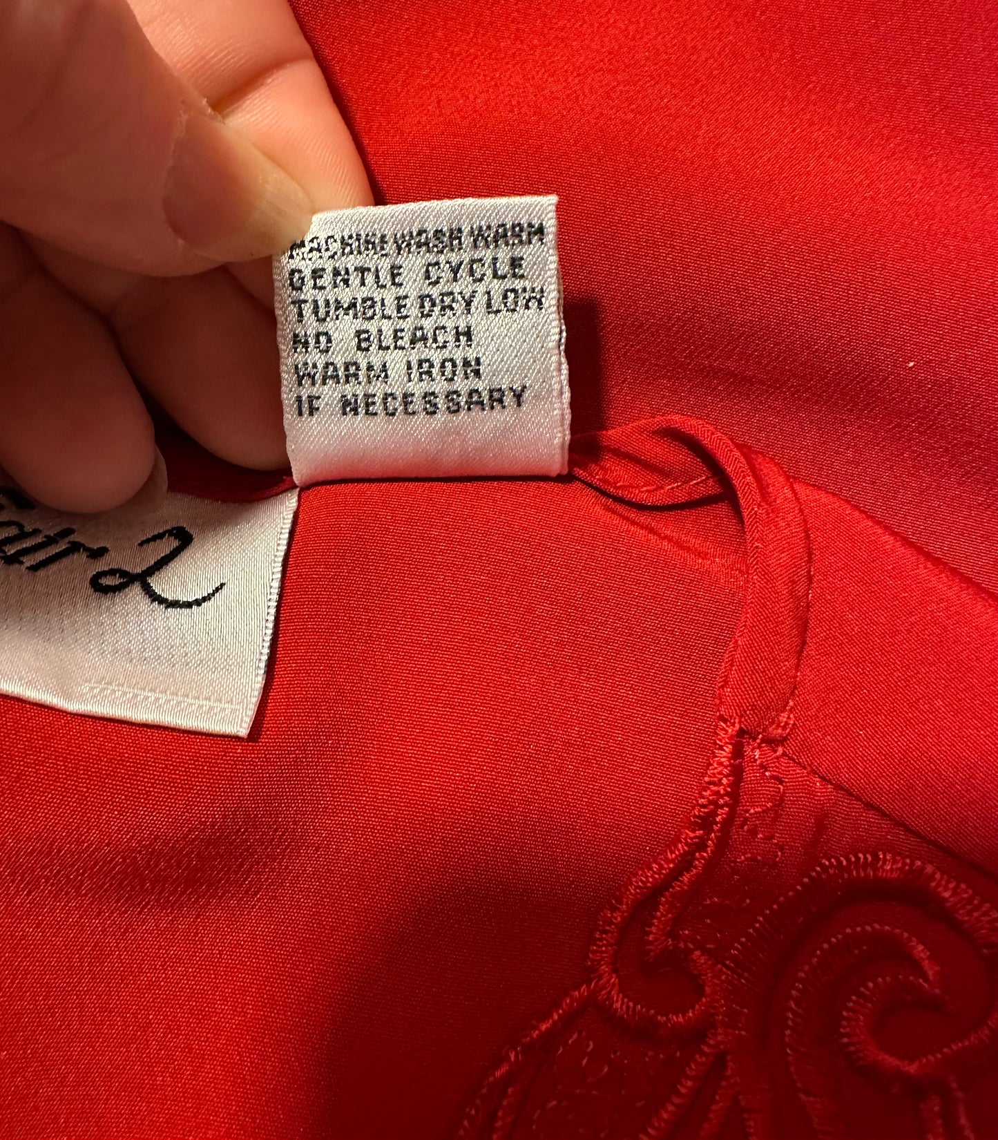 Vintage 80s Yves St. Clair Red Embroidered Blouse Long Sleeve Size 20W Holiday