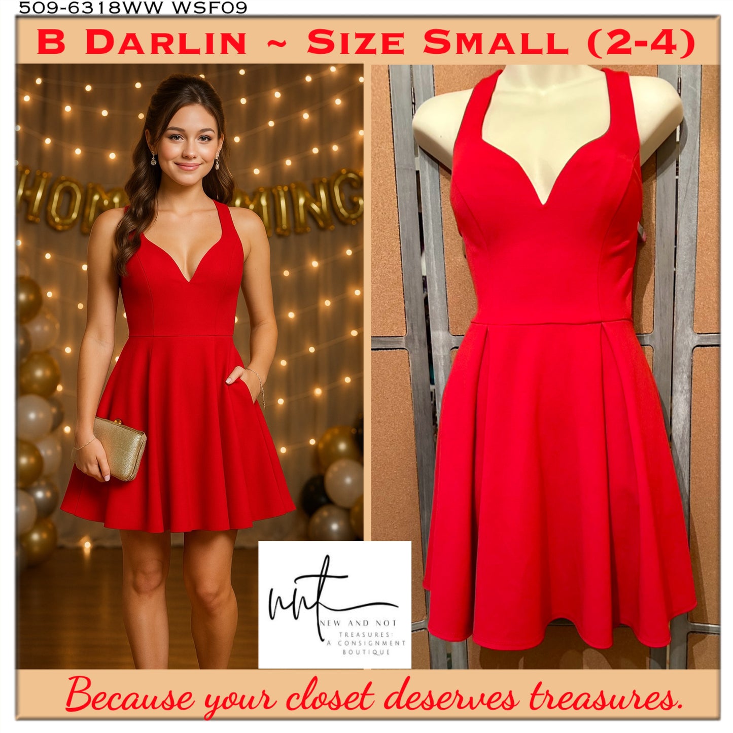 B Darlin Red Fit & Flare Bow-Back Dress Women’s Size Small (2–4)