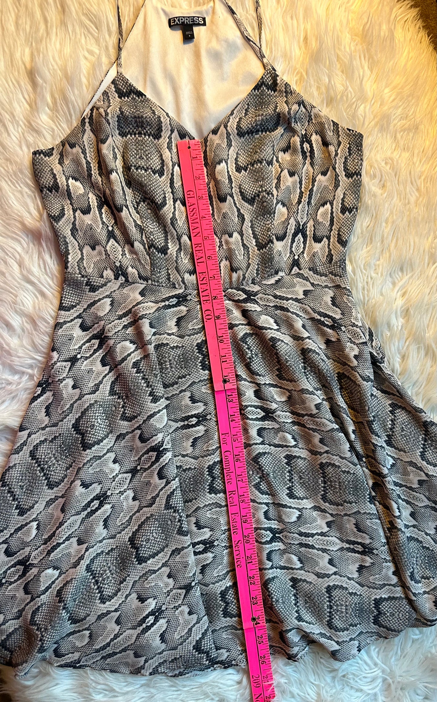 Express Python Snake Print Lined Halter Mini Dress Size 6 Side Zip Polyester
