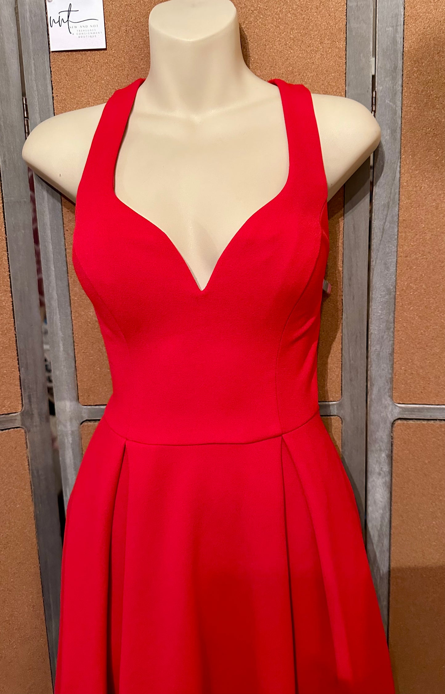 B Darlin Red Fit & Flare Bow-Back Dress Women’s Size Small (2–4)
