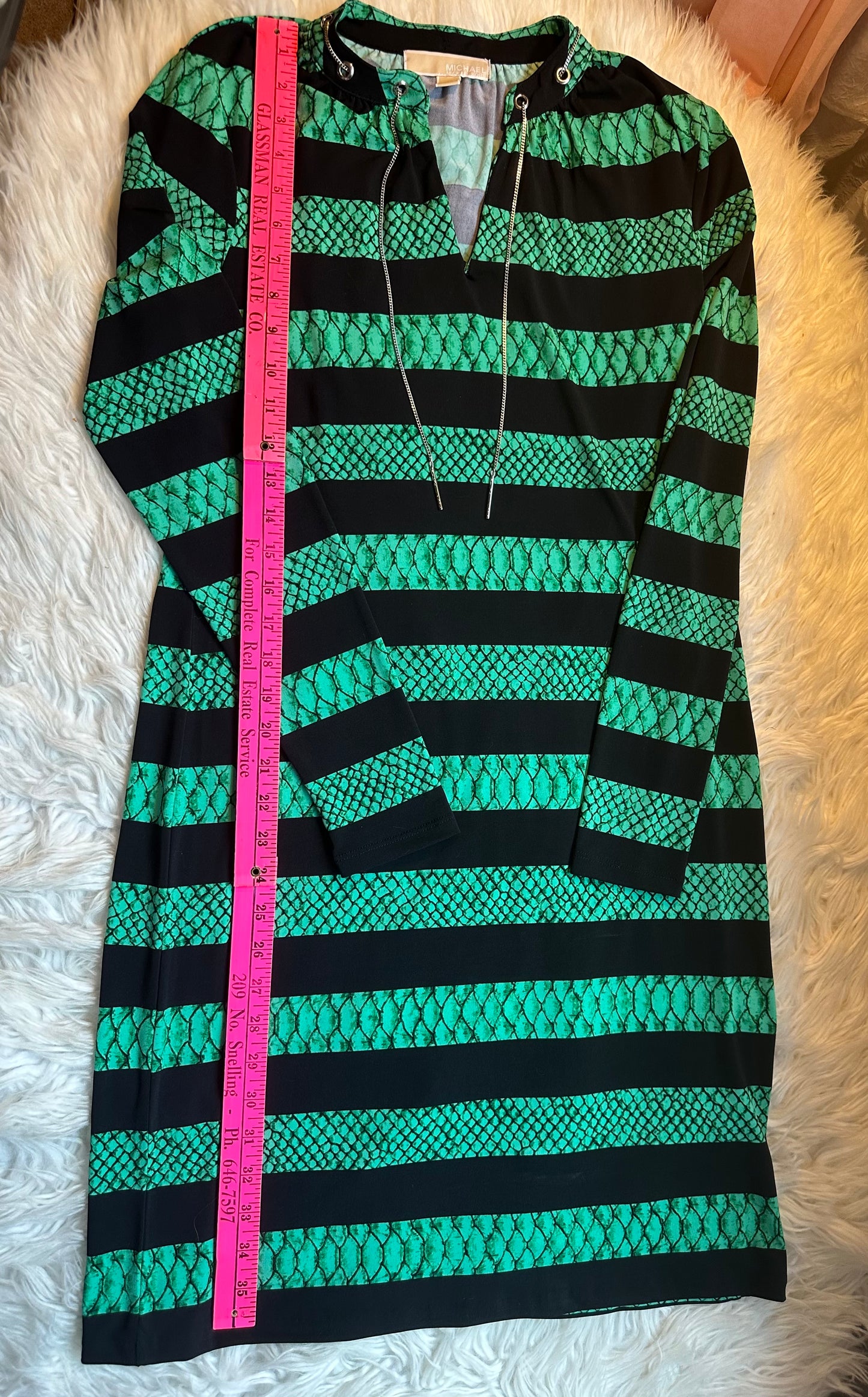 Michael Kors Green Black Snakeskin Print Tunic Dress Size M – Read Details