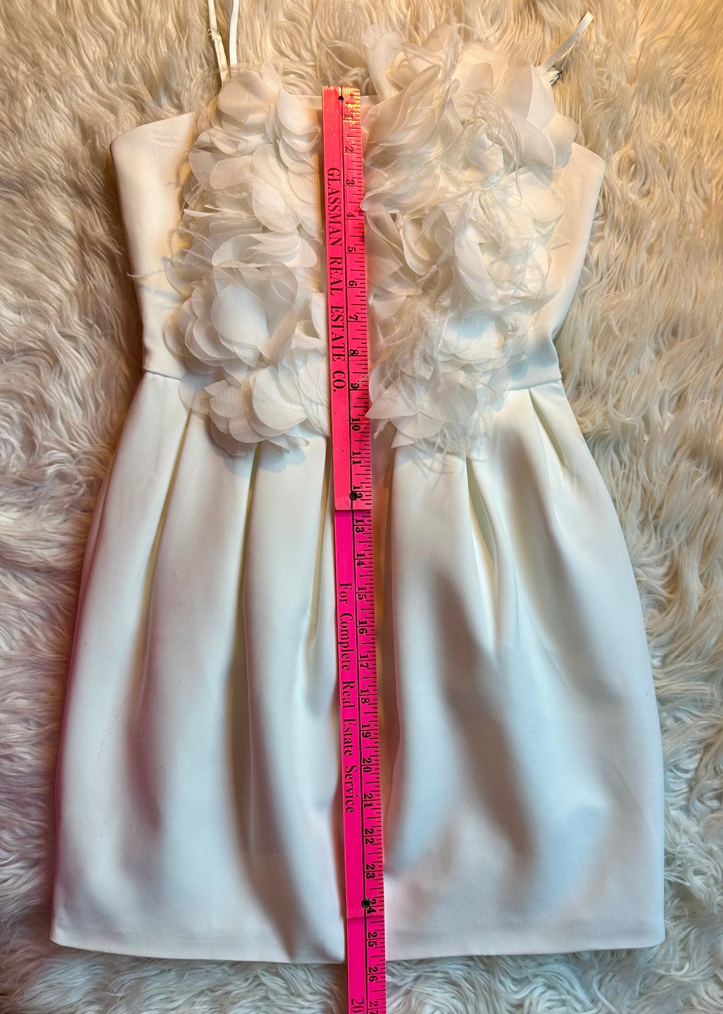 NWT Akira White 3D Floral Feather Cocktail Party Mini Dress Women’s Small