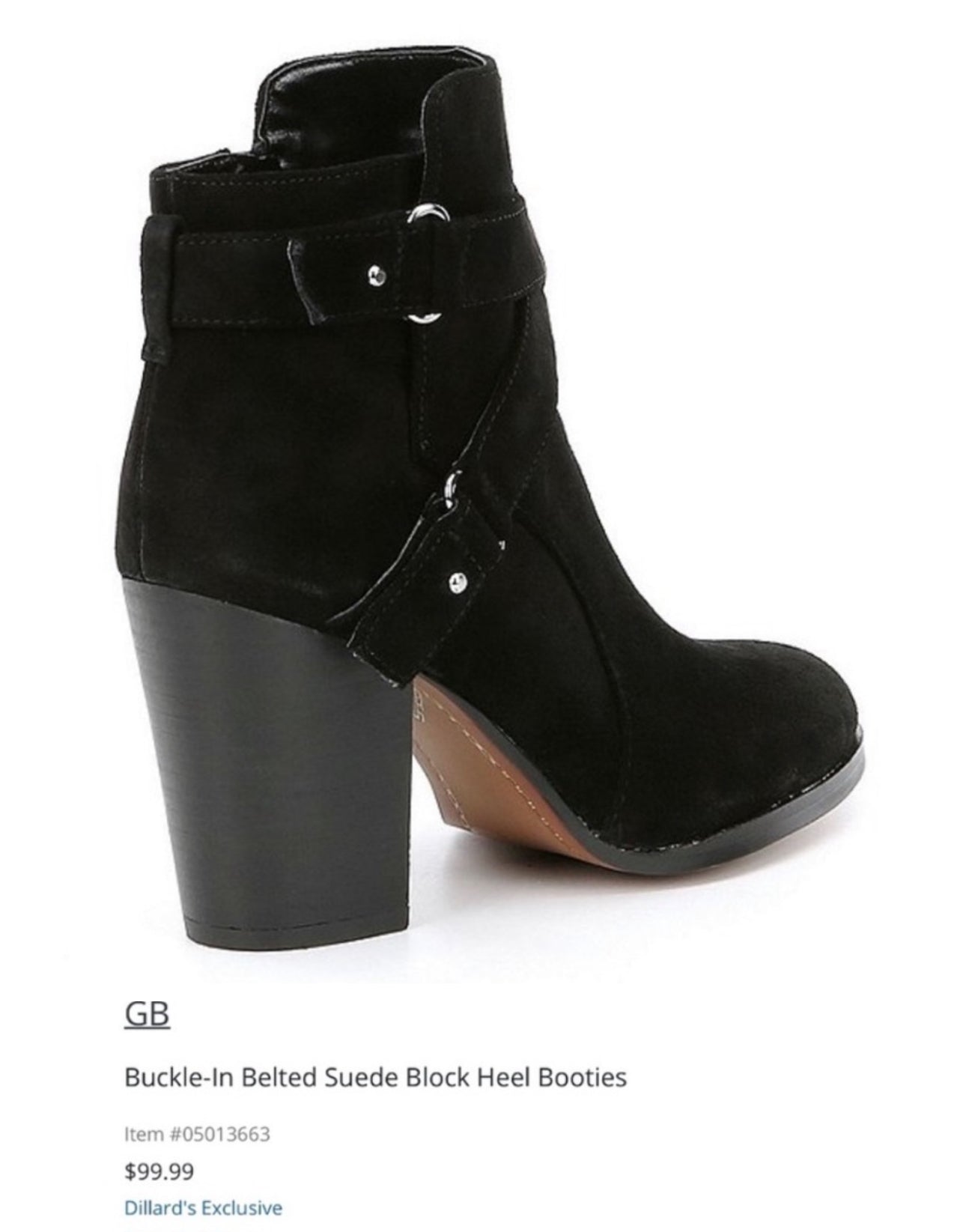 GIANNI BINI Black Suede Buckle Strap Block Heel Ankle Zip Booties Women’s 8.5