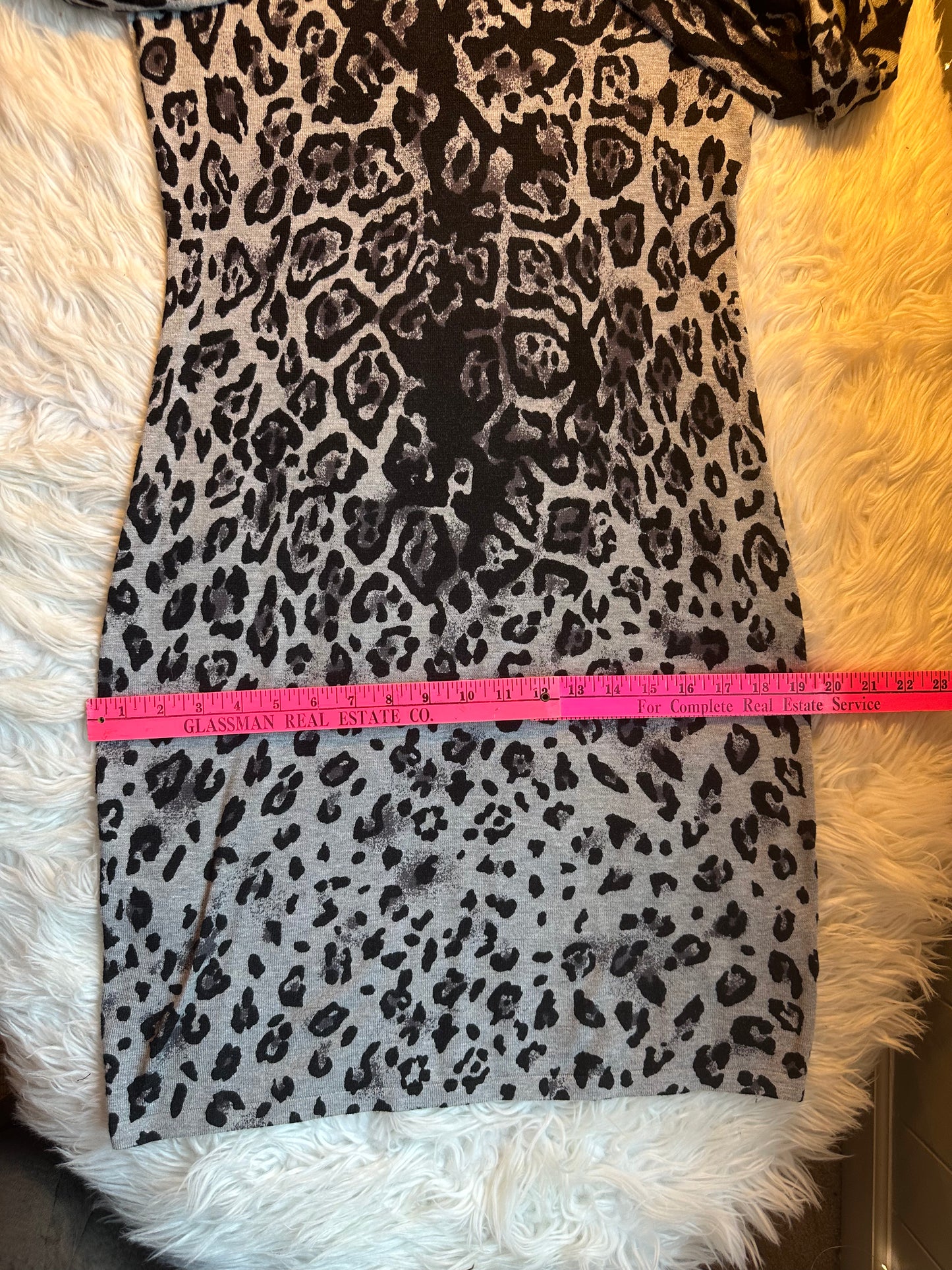 Philosophy Leopard Print Bodycon Sweater Dress Long Sleeve Knit Pullover Size MD