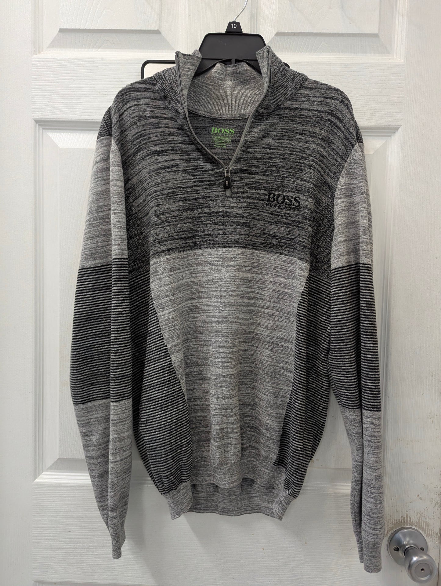 Hugo Boss Grey Patchwork Quarter Zip in S