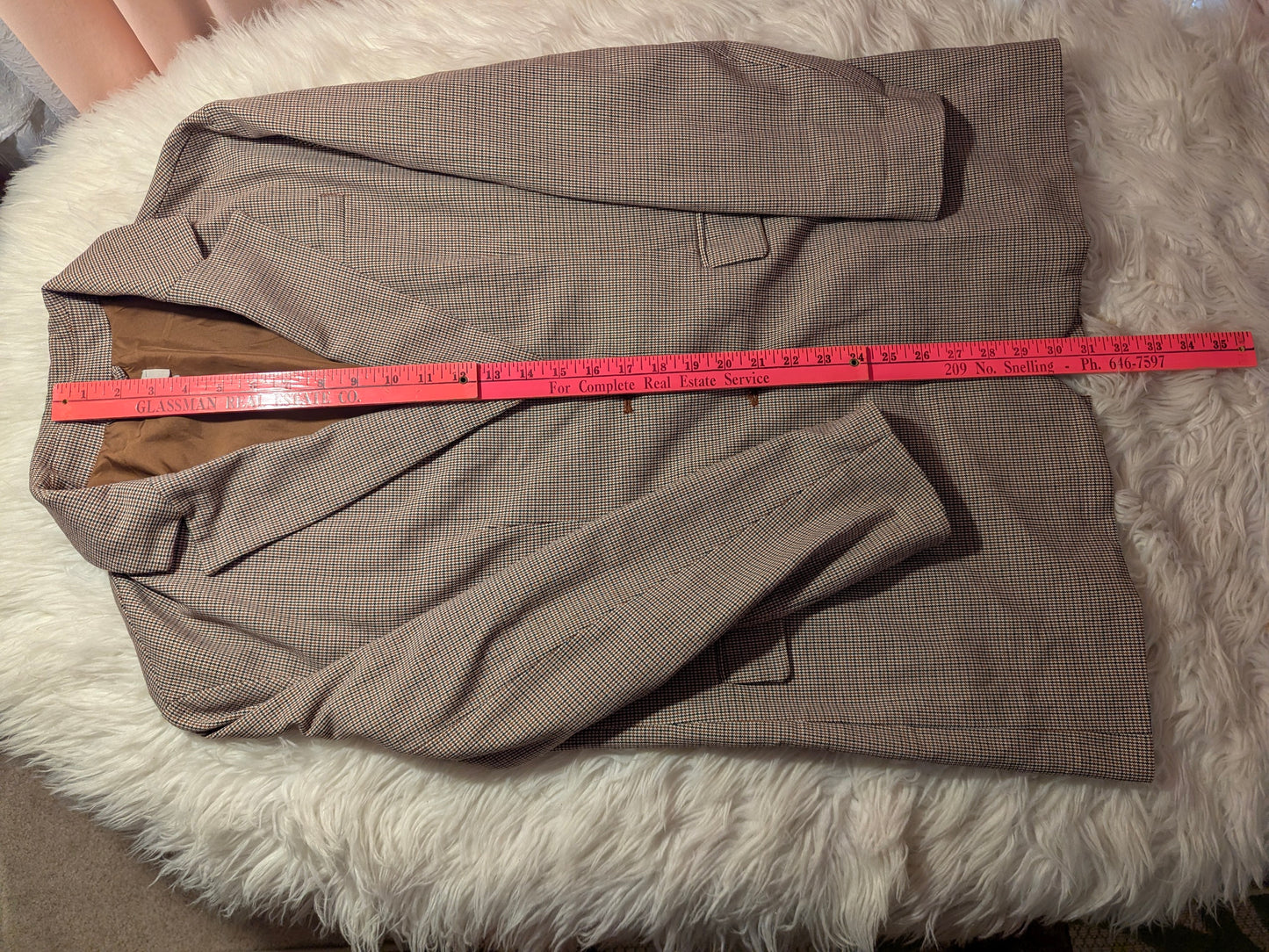 H&M Brown Black Houndstooth Stretch Knit Blazer One Button Unlined Size 4