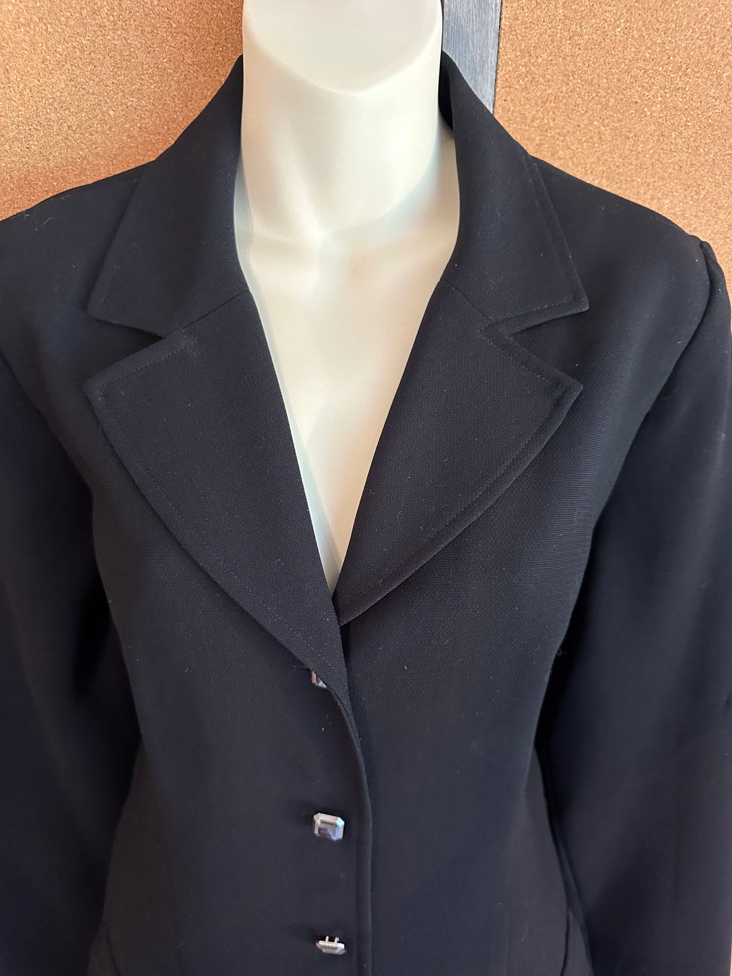 Vintage Bahari Group Black 2-Piece Suit Blazer & Pants Set Size 10 Chain Detail