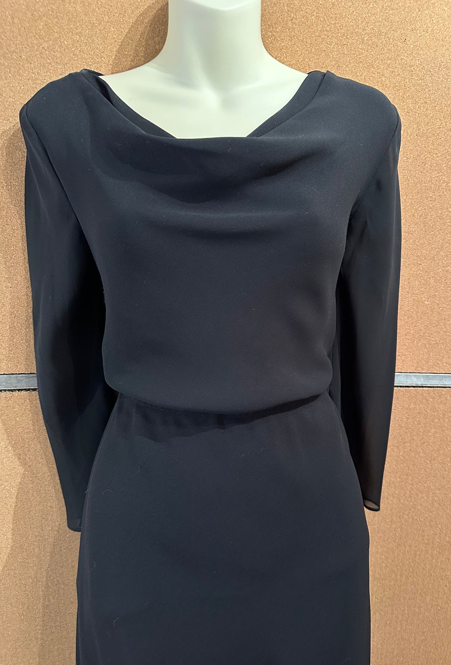 S.L. Fashions Black Chiffon Two-Piece Set Sz 8 Elegant Trumpet Midi Skirt & Top