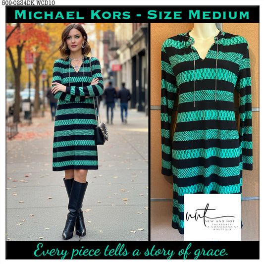 Michael Kors Green Black Snakeskin Print Tunic Dress Size M – Read Details