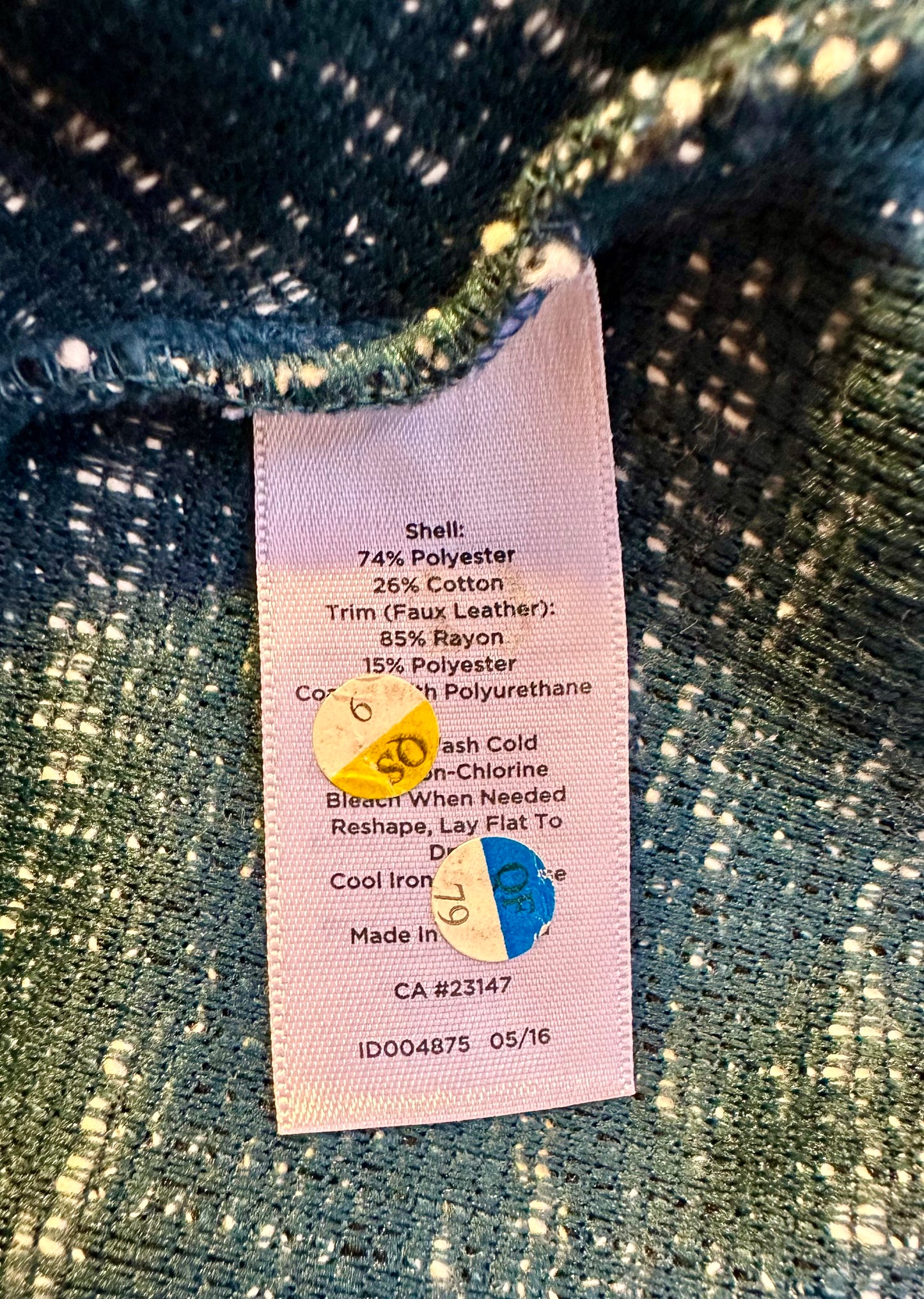 Talbots Blue Tweed Knit Dress Size 16 Faux Leather Trim Short Sleeve Fit & Flare