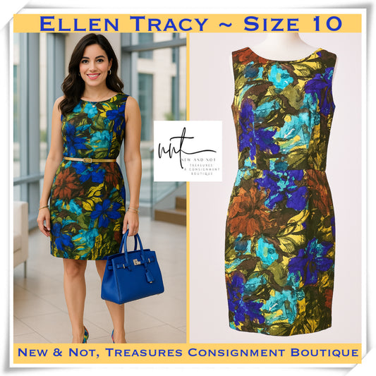ELLEN TRACY Size 10 EUC Women's Midi Dress