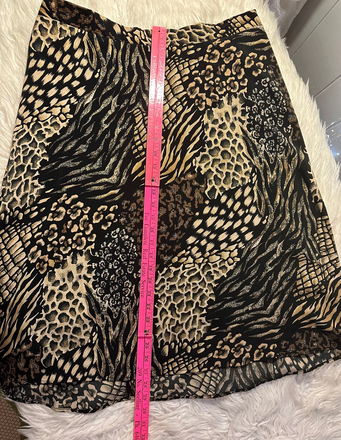 Covington Black Tank & Animal Print Midi Skirt Set Plus 20W EUC Chic Outfit