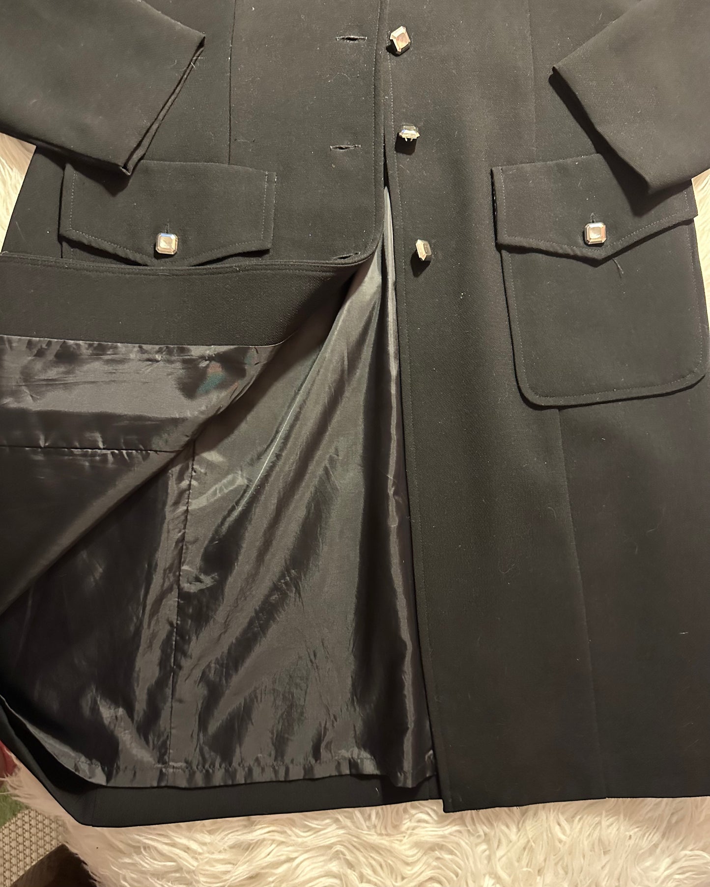 Vintage Bahari Group Black 2-Piece Suit Blazer & Pants Set Size 10 Chain Detail