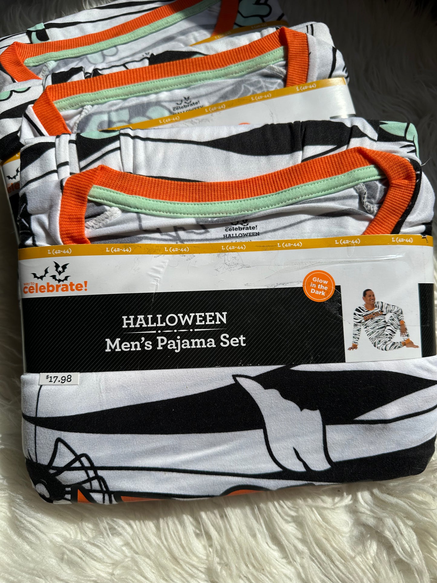 Men’s Halloween Pajama Set “Dadcula” | Size Large | Glow-in-the-Dark | NWT