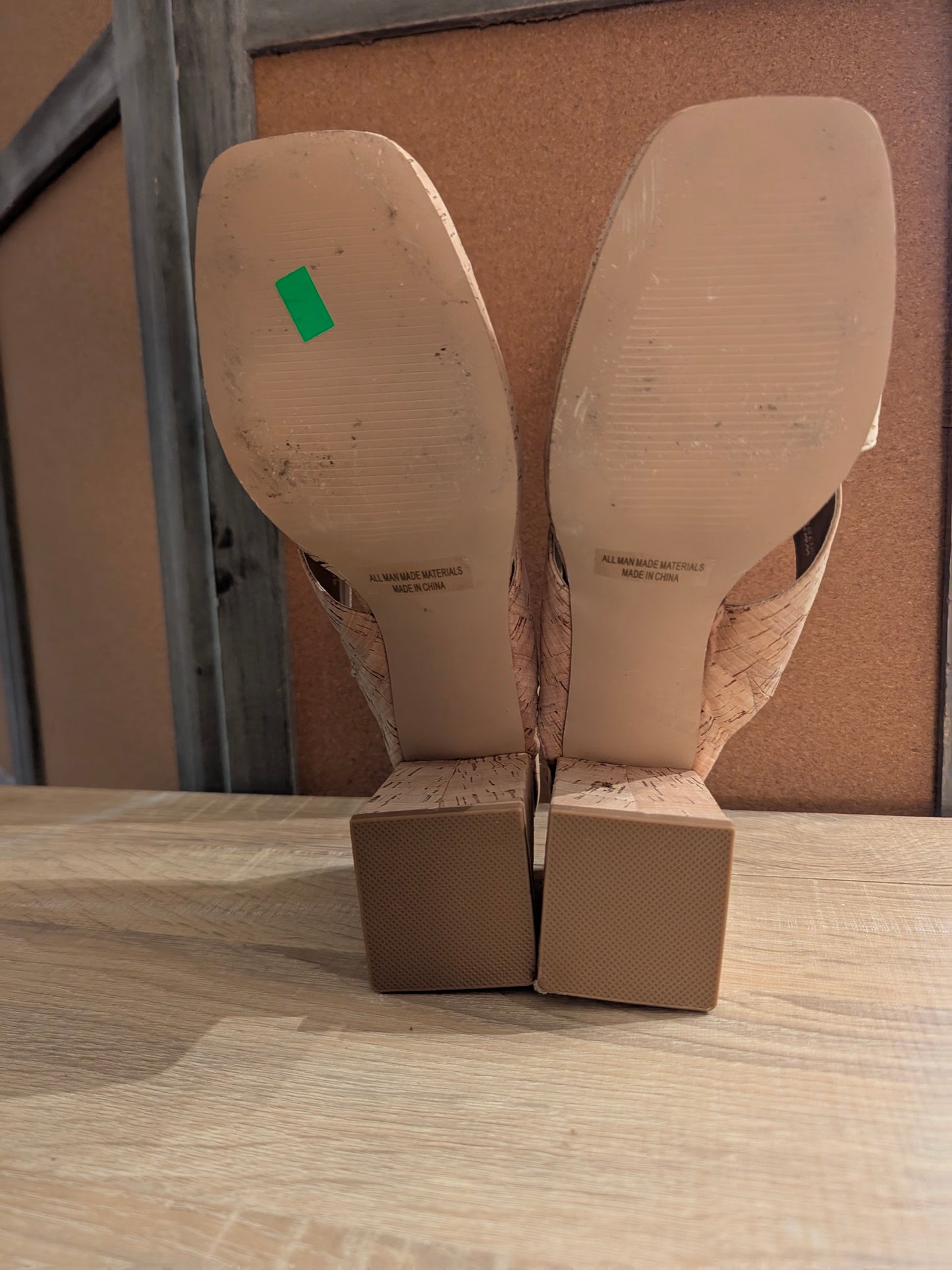 Dolce Vita Boscoe Cork Block Heel Mules Slip-On Platform Sandals Size 9.5 EUC